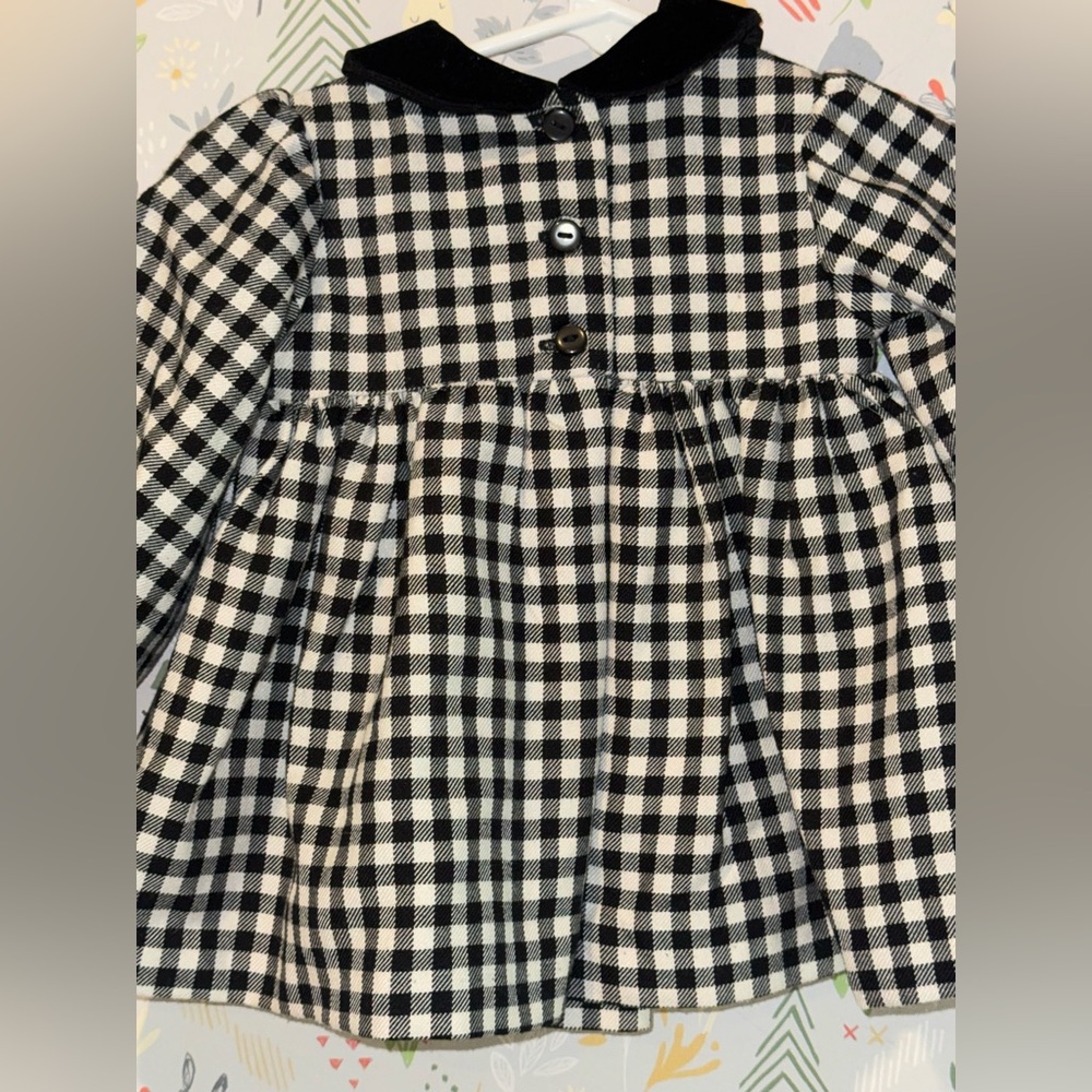 Vintage style Bonnie Jean Baby Black Gingham Baby Christmas Party Dress 0-3 Mon - Picture 2 of 15